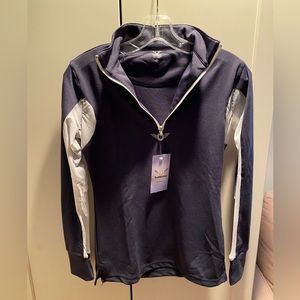 TuffRider Womens XS Ventilated Long Sleeve Sport Shirt w/ Mesh, navy, NWT